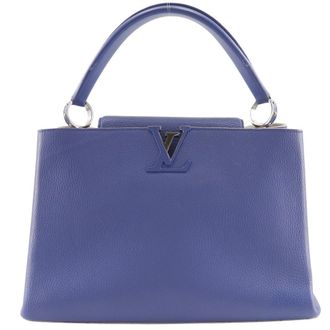 Louis Vuitton Capucines Leather Blue Leather Handbag (Pre-Owned)