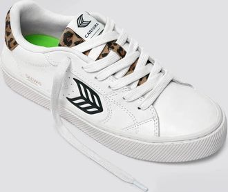 Cariuma Cariuma Salvas Sneaker White Leopard Print Leather Casual Shoe HAWK122
