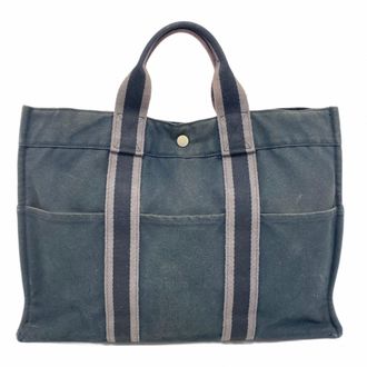 Herm&egrave;s Black Canvas Tote Bag (Pre-Owned)