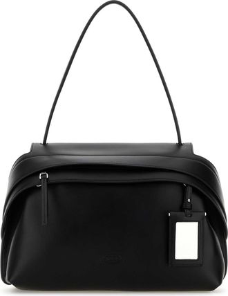 Tod's Black Eather Medium Tod S Wave Shoulder Bag