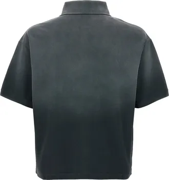 Alexander McQueen Velvet Skull Logo Polo - Charcoal