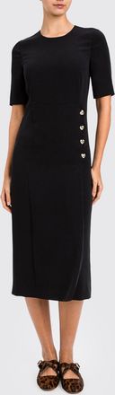 Twinset Midi Sheath Dress in Jersey with Rhinestones and Short Sleeves