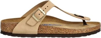 Birkenstock Schoenen, Dames, Beige, 38 EU, Leer, Flip Flops Smalle Pasvorm