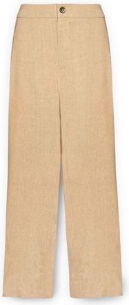 Elena Miro Linnen Blend Chino Broek - Dames - Wijde Broeken - Beige - 3XL - Linnen - Broeken