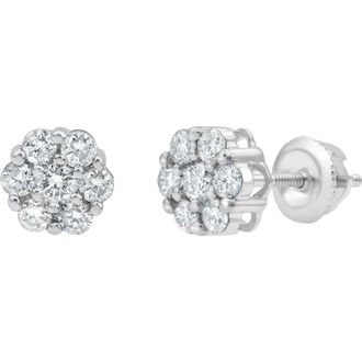 LuvMyJewelry Blossom 14K White Gold Flower Cluster Diamond Unisex Earrings - 0.49 Ct at Nordstrom