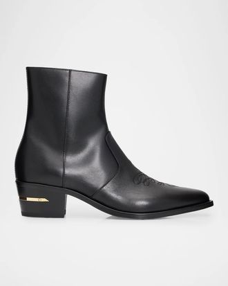 Amiri Men & apos;s Leather MA Point-Toe Zipped Ankle Boots