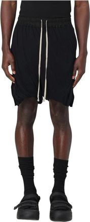 Rick Owens Korte Broeken, Heren, Zwart, L, Linnen, Witte Linnen Trekkoord Shorts