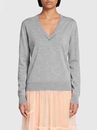 Dries Van Noten Maglia a v in lana merino con cristalli