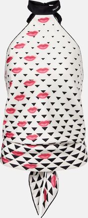 Prada Printed silk twill halterneck top