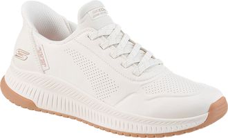 Skechers Slip-On Sneaker SKECHERS BOBS SQUAD 4, Damen, Gr. 35, weiss (wei&szlig;), Lederimitat, Schuhe Slip-On Sneaker, Slipper, Freizeitschuh mit Slip-ins zum Schlu