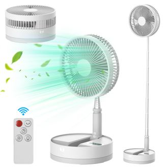 OEM Ventilador De Pedestal Oscilante, Bater&iacute;a Usb-c De 10.800 Mah, Luz Nocturna Led, Control Remoto, 4 Velocidades, (23 Cm)