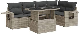 vidaXL Vidaxl - Set De Sof&aacute;s De Jard&iacute;n 6 Pzas Y Cojines Rat&aacute;n Sint&eacute;tico Gris