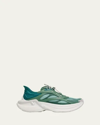 Fendi Mens F-Light Leather & Mesh Running Sneakers