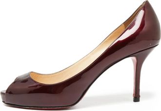 Christian Louboutin 80mm leather sandals - women - Patent Leather/Leather/Leather - 37 - Red