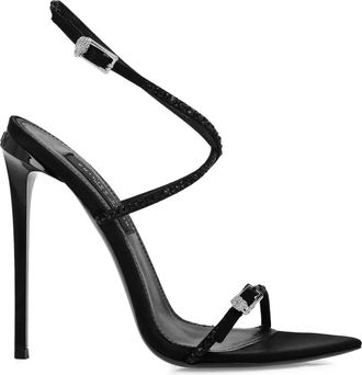 Philipp Plein 120 mm sandalen verfraaid met kristallen en gesp - Zwart