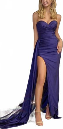 Portia & Scarlett Strapless Bodycon Dress With Side Slit In Navy