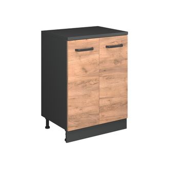 Vicco Armario De Cocina Para Techo Inclinado R-line, Roble Dorado, 60 Cm Sin Inclinaci&oacute;n Con 2 Puertas, Vicco