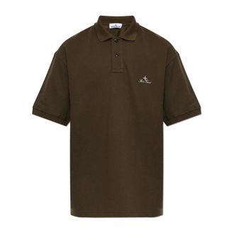 Stone Island Logo Polo - Heren - Polos - Bruin - M - Katoen - Tops