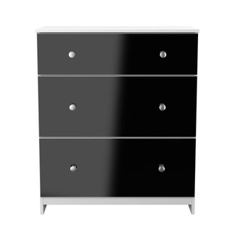 Lewis's Yarmouth 3 Drawer Deep Chest in Black & White Matt - Ready Assembled - Lewiss Home | TJ Hughes