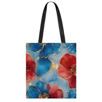 Generic Alcohol Ink Flowers Marble Womens Tote Casual Shopping Bag Lightweight Shoulder Bags Hobos Handbag for Work Travel Daily 35x40cm