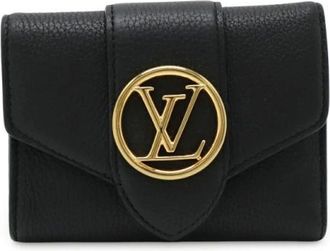 Louis Vuitton Pre-owned Wallets, female, Black, Size: ONE SIZE Pre-owned Grain Calf Leather Compact Wallet