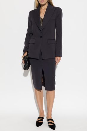Balmain Wool Pleated Skirt, Womens, Black
