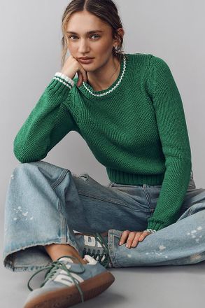 Maeve Cotton Linen Crew-Neck Sweater