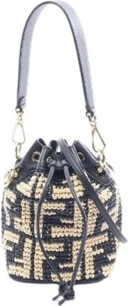 Fendi Pre-owned Bucket Bags, female, Multicolor, Size: ONE SIZE Pre-owned Mini Mon Tresor Leather Straw 2way Bag