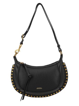 Isabel Marant Crescent-Shaped Black Leather Shoulder Bag with Metallic Accents
