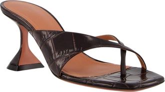 Amina Muaddi Shiona 70 Heeled Mules - Dames - Muiltjes - Bruin - 38 EU - Leer - Schoenen