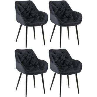 Clp Clp - Set De 4 Sillas Tanna De Sal&oacute;n En Terciopelo Negro