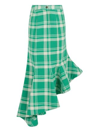 Rosie Assoulin plaid asymmetric skirt - women - Fabric - 4 - Green