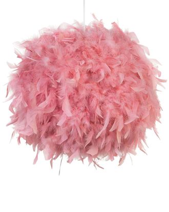 Beliani L&aacute;mpara colgante plumas rosa