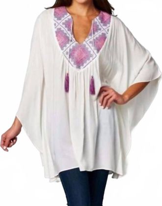 Lovestitch Embroidered Kaftan Tunic In Magenta