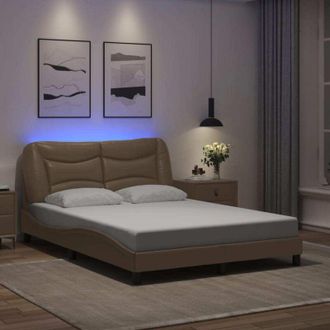 vidaXL Estructura De Cama Con Led Sin Colch&oacute;n Cappuccino 120x200 Cm Vidaxl