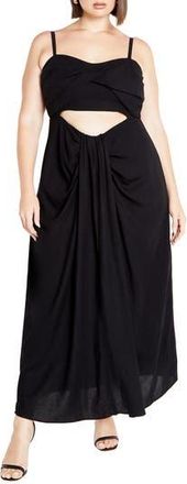 City Chic April Cutout Draped Maxi Dress in Black at Nordstrom Rack, Size S/16W