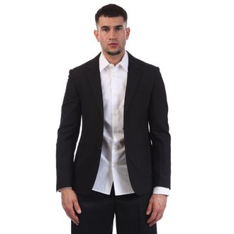 Off-white Mens Off White Corp Slim Jacket in Black-White Wool - Size Medium