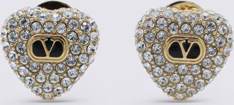 Valentino Garavani Black And Gold Metal Earrings