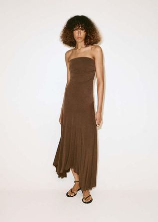 Mango Abito asimmetrico a fascia marrone - Donna - XXS - MANGO