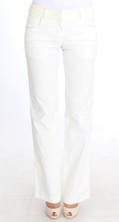Ermanno Scervino White Striped Straight Fit Womens Pants
