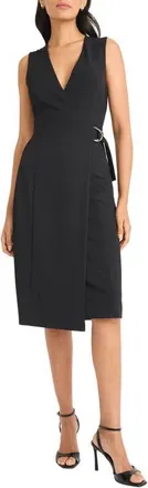 Maggy London Tailored Faux Wrap Dress in Black at Nordstrom, Size 2