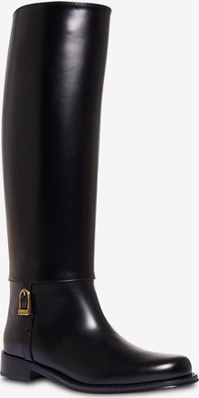 Saint Laurent Flache Stiefel aus glattem gl&auml;nzendem Leder Julia 25