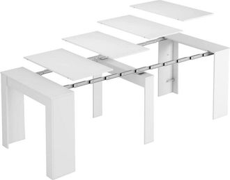 Dmora Consolle allungabile Maclodio, trasformabile in tavolo da pranzo, salvaspazio ed estensibile fino a 237 cm, 90-237x76,6x90 cm, Bianco - Dmora