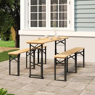 Berkfield Home Folding Beer Table 170x50x75/105 cm Solid Wood Fir in Brown