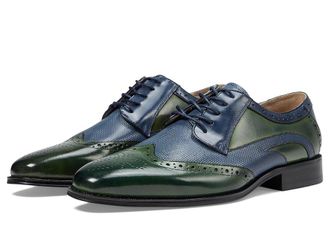 Stacy Adams Ivingale Wing Tip Lace-Up Mens Lace Up Wing Tip Shoes Navy/Green : 11.5 M, Leather