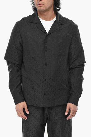 Off-white Camicia in Misto Seta Jacquard con Design Doppio Tessuto Off-White