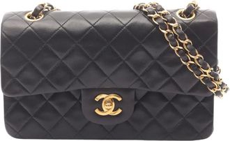 Chanel 1994-1996 kleine Classic lamsleren Double Flap schoudertas - Zwart