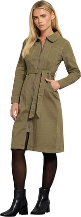 M&Co Petites Petite Green Zip Denim Midi Dress - Womens