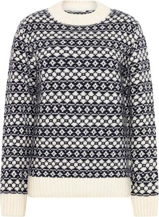 Knowledge Cotton Apparel Fair Isle Crew Neck Wollpullover für Damen | grau
