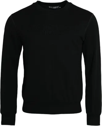 Dolce & Gabbana Black Cotton Long Sleeves Sweatshirt Mens Sweater